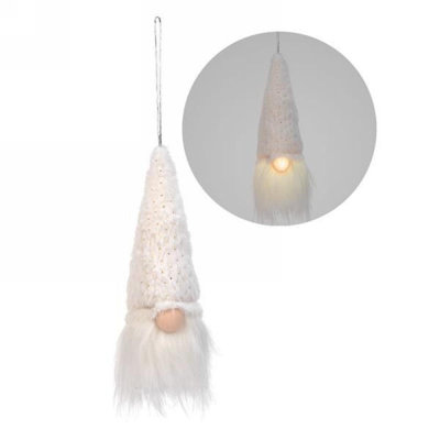 Led White Hanging Gnome Ornament
