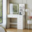 Bureau de coiffeuse SOGO avec miroir et lumières DEL, coiffeuse blanche avec station de charge, 3 tablettes de rangement ouvertes et 4 tiroirs, coiffeuse avec 3 modes de couleur et luminosité réglable pour la chambre à coucher