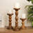 12'' Handcrafted Mango Wood Pillar Candle Holder Set – Rustic 3-Piece Set for LED Candles-767269385