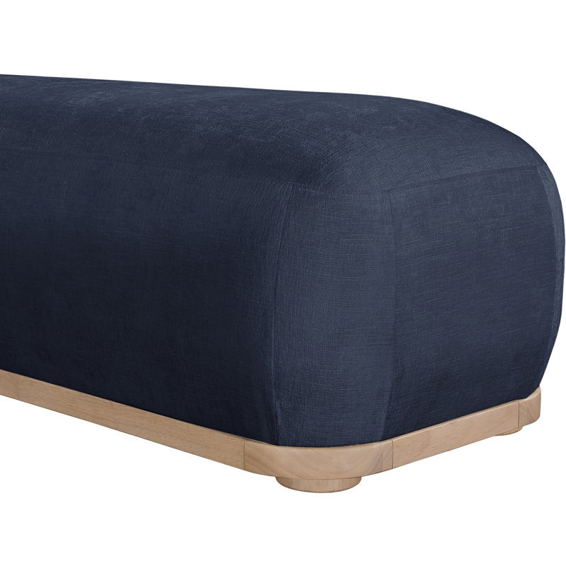 Banc en tissu Calum Chenille, Tissu chenille bleu marine, Natural