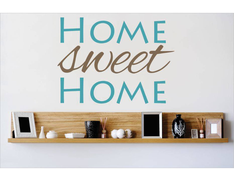 Décalcomanie murale maison, H 20 po x l 20 po x P 0,16 po, Brown/Teal