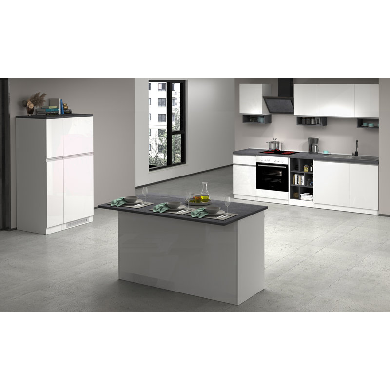 Pameal Wood Kitchen Island, Grey, White