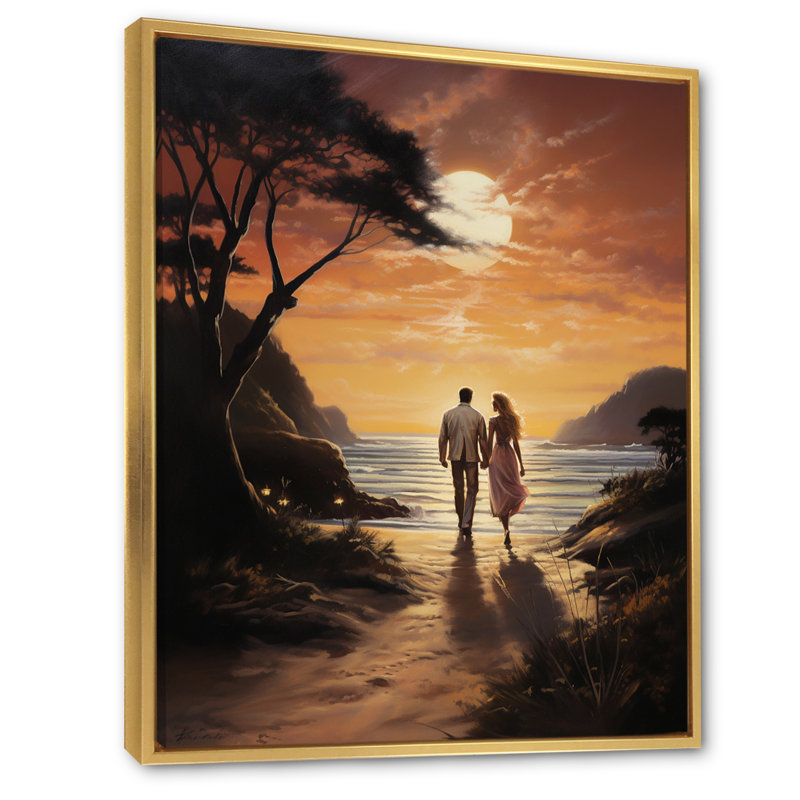Ludly Couple romantique, paysage embrassant le coucher de soleil IV sur toile, H 32 po x l 24 po x P 1 po