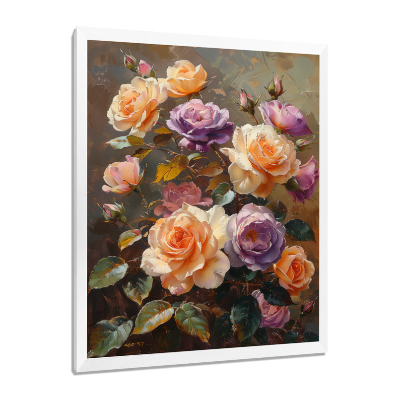 Orange orange, roses, Regal Beauty I - roses, impression d'art mural, H 40 po x l 30 po x P 1,5 po, Cadre simple blanc