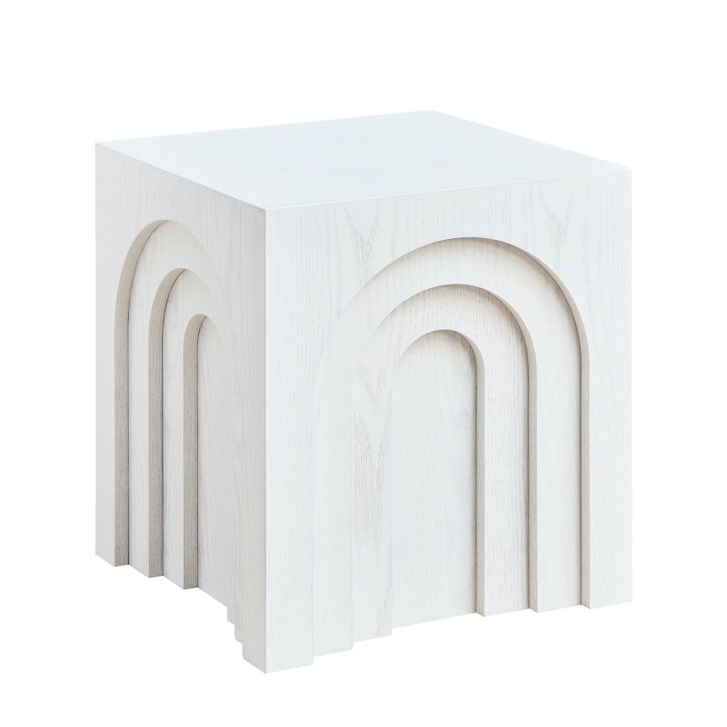 Table d'appoint carrée 15,51 po Modern White Modern, Blanc