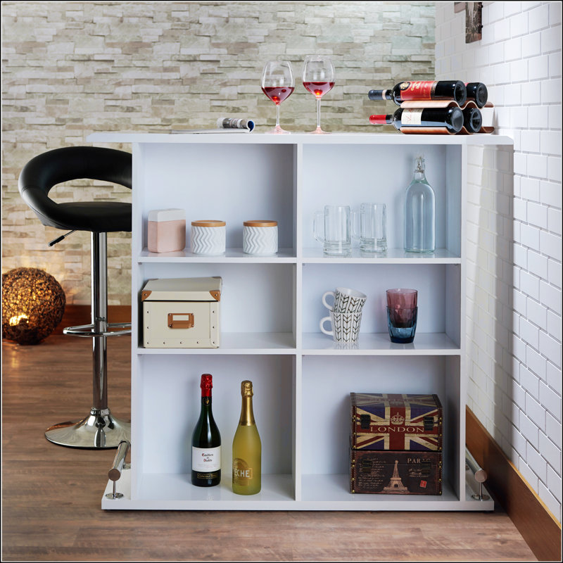 White High Gloss 6-Shelf Bar Table