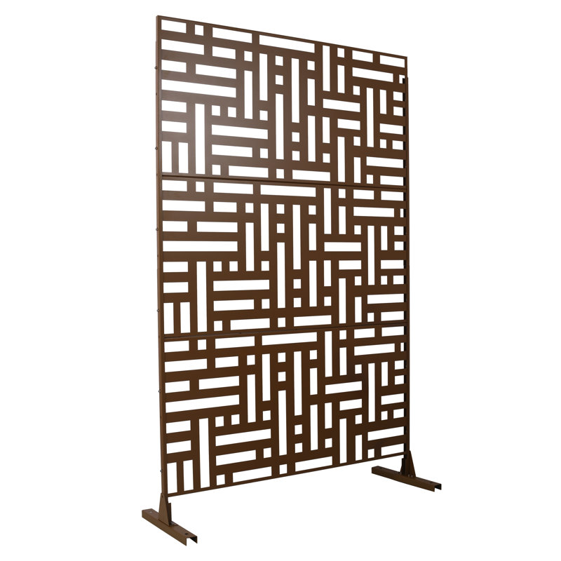 Écran d'intimité en acier brun H 76 po x l 48 po - Panneau de séparation autoportant intérieur / extérieur, Brown
