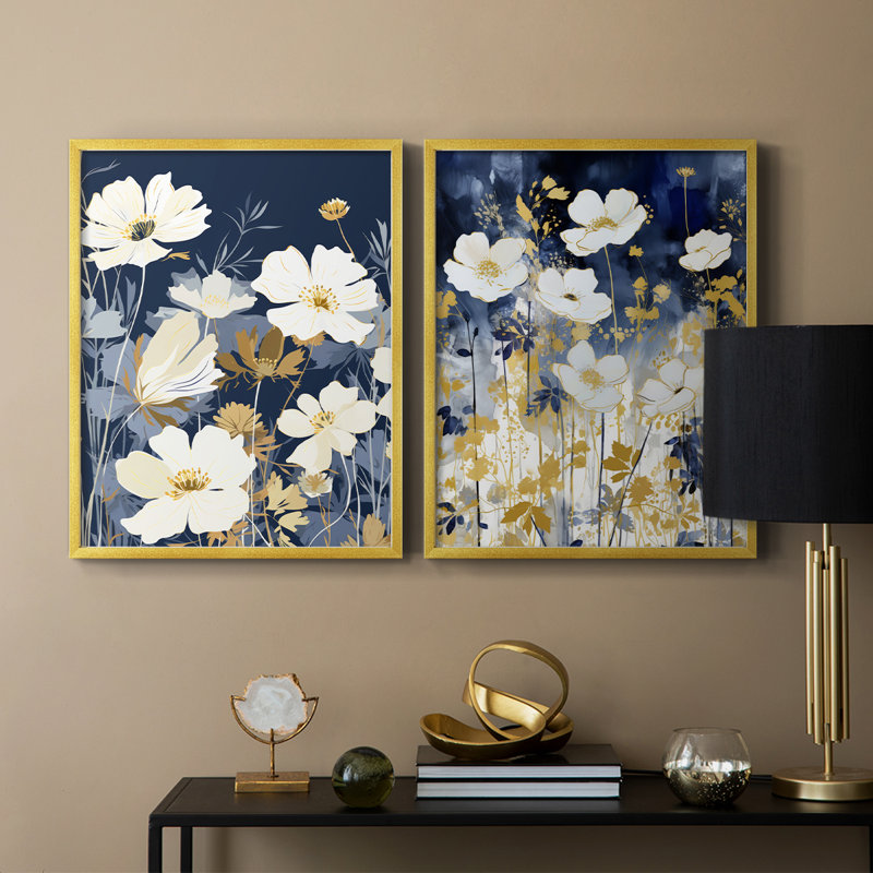FLORAL Series CCCLLXVI-Impression encadrée de qualité supérieure - prête à être accrochée - aucun clou requis - aucun clou requis