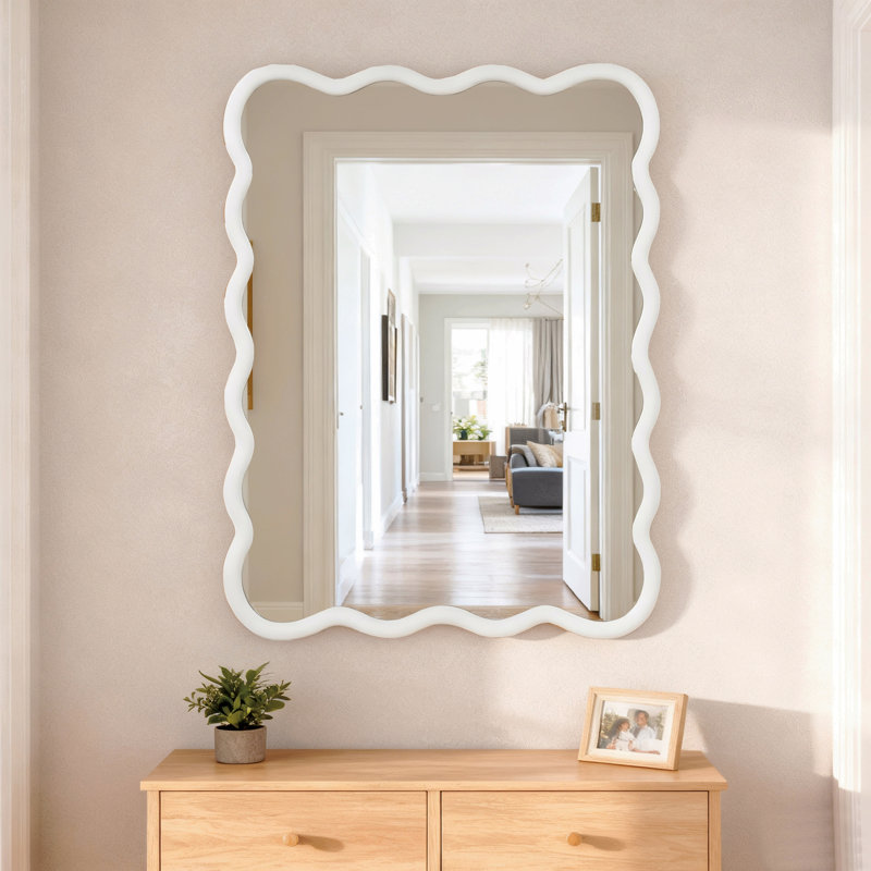 Miroir décoratif Wavy, 40 po x 30 po, White
