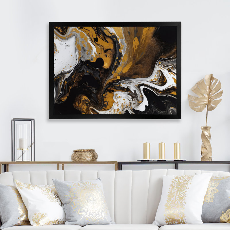 «Goldscape», impression sur toile, Cadre photo noir, H 16 po x l 32 po x P 1 po
