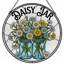Panneau de vitrail en verre coloré 12 "H Daisy Jar-715938192