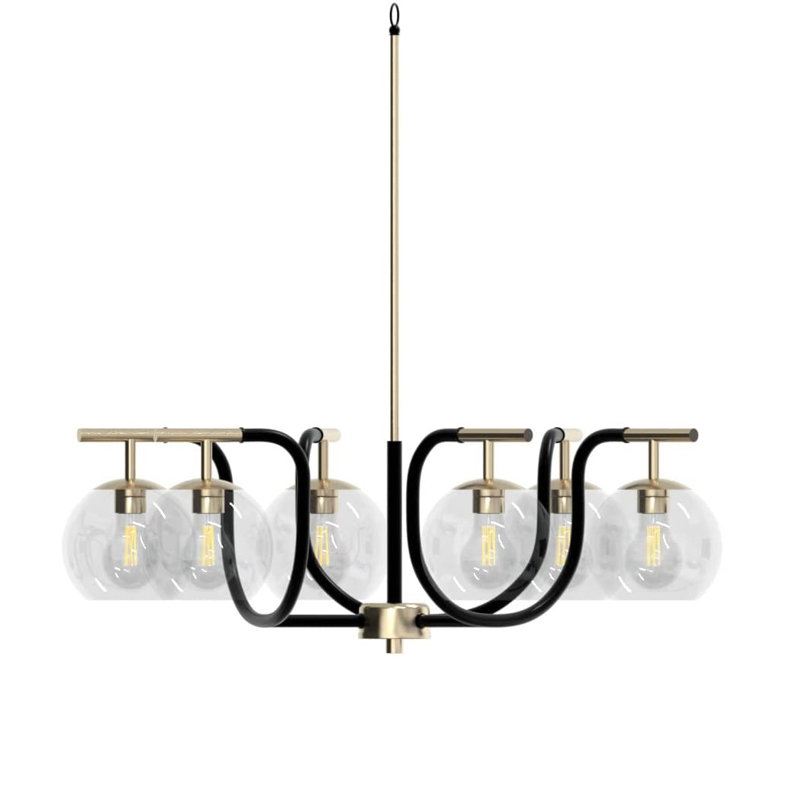 Lustre classique à 6 lumières avec abat-jour, Or, H 29 po x l 27 po x P 8,23 po
