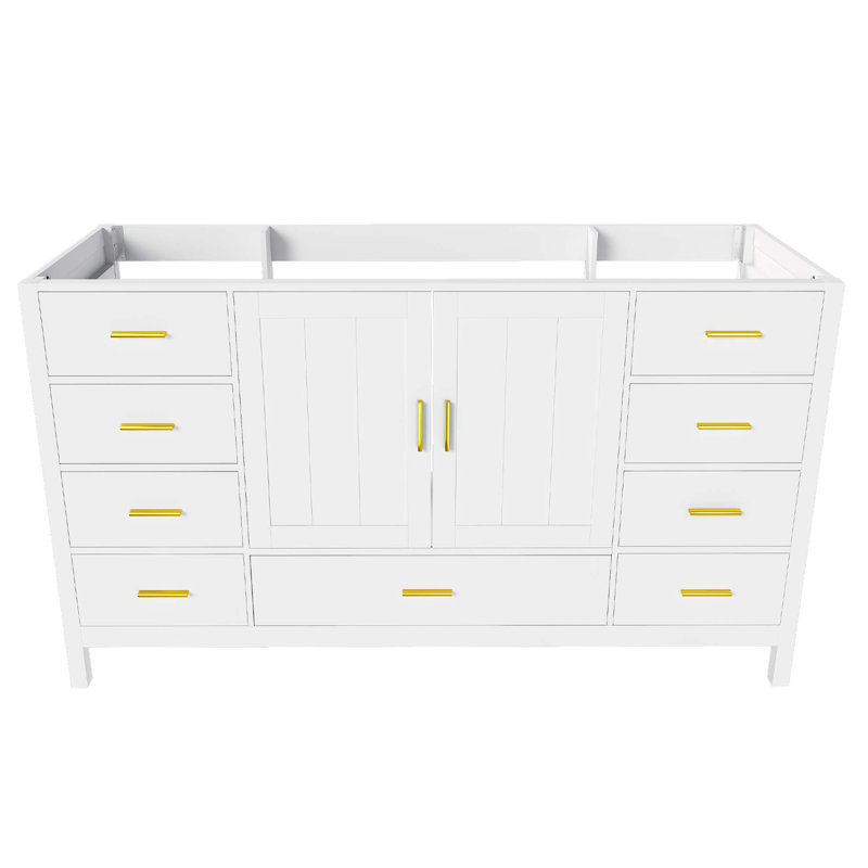 Base de meuble-lavabo moderne avec solutions de rangement à fermeture en douceur, Blanc