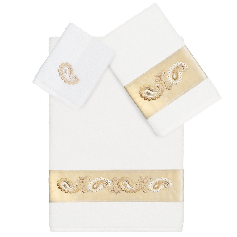  3 Piece 100% Turkish Cotton Towel Set, White