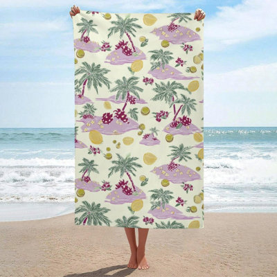 Colorful Plant Print Soft Absorbent Large Beach Travel Towel, 32 x 63 inAnd a canvas bag with the same printed beach towel will be given as a gift