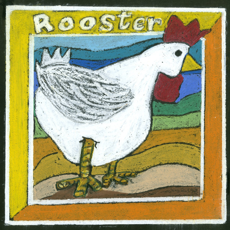 Whimsical Rooster by Lisa Choate - Wrapped Canvas Painting, 91cm H x 91cm W