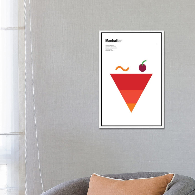 Manhattan by Nick Barclay - Print on Canvas, 66.04 cm H x 45.72 cm W, White Framed