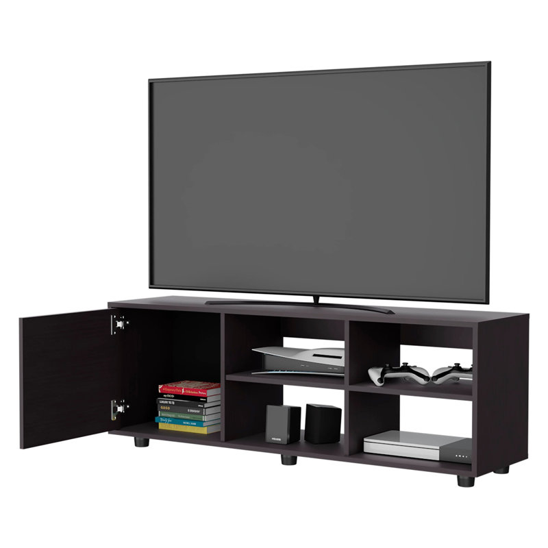 Wengue TV Stand with a Door and Open Storage