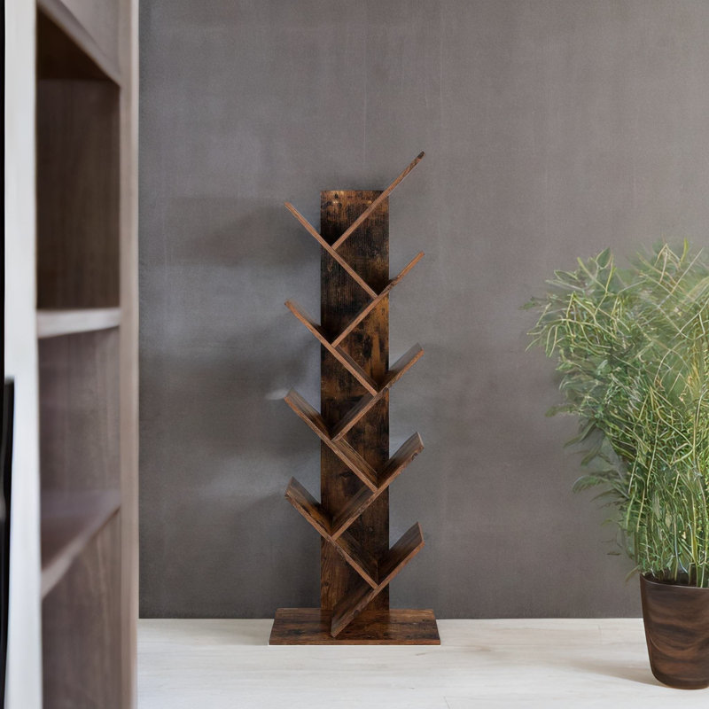 Polizzi 141.5 cm H x 50 cm W Standard Bookcase Shelves Industrial Rustic Brown Furniture