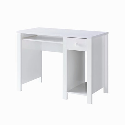 Bureau d'étudiant avec huche Bureau à domicile l 39 po Bureau d'écriture compact Bureau d'ordinateur portable 1 tiroir blanc