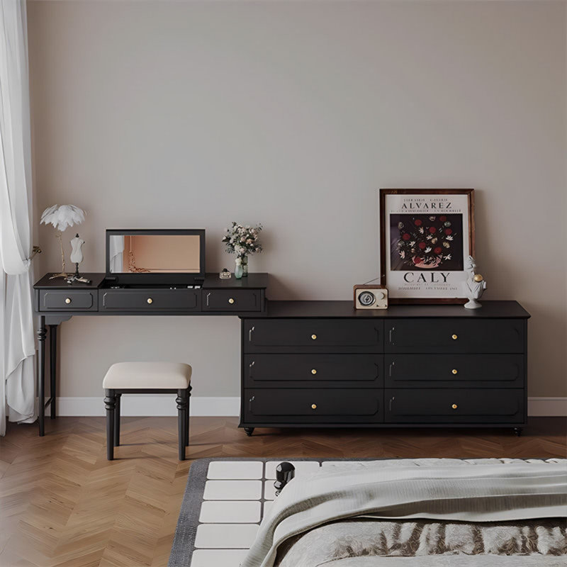 Commode à clapet de style rétro, Noir, noir, noir, noir