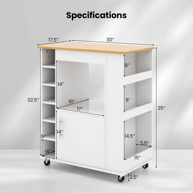 Tailore Solid Wood Top Kitchen Cart