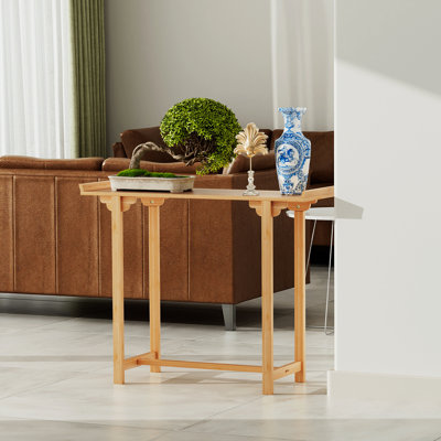 40'' Bamboo Console Table, Modern Entryway Table, Narrow Sofa Table Accent Behind Couch Table