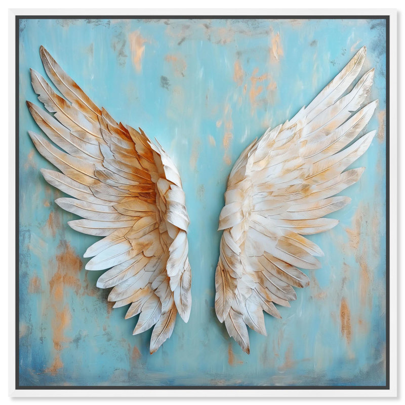 Weathered Wings I Canvas Wings Wall Art by Art Remedy, 41" H x 41" W x 1.8" D, White Floater Framed
