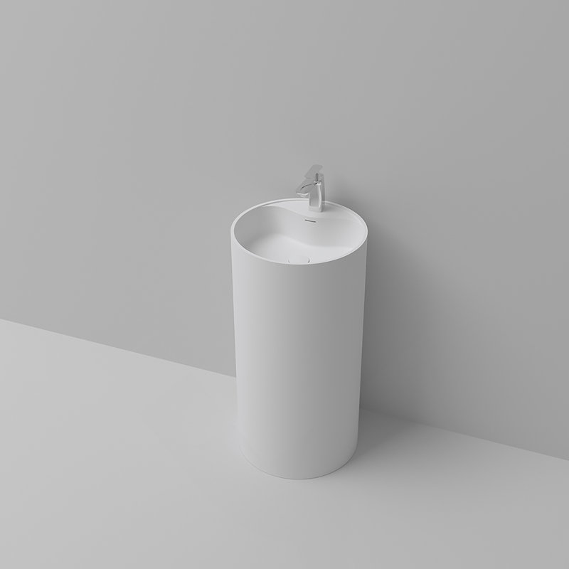 Solid Surface Pedestal Bathroom Sink Basin 66S-08