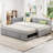 Full Size Upholstered L-Shaped Daybed with Twin Size Pop Up Trundle &amp; USB Ports - No Box Spring Needed, Durable Construction-334440523
