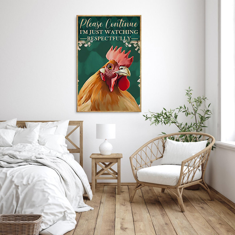 «Chicken Im Just Watch» - Impression graphique sur toile, 1 pièce, H 14 po x l 11 po x P 1,25 po