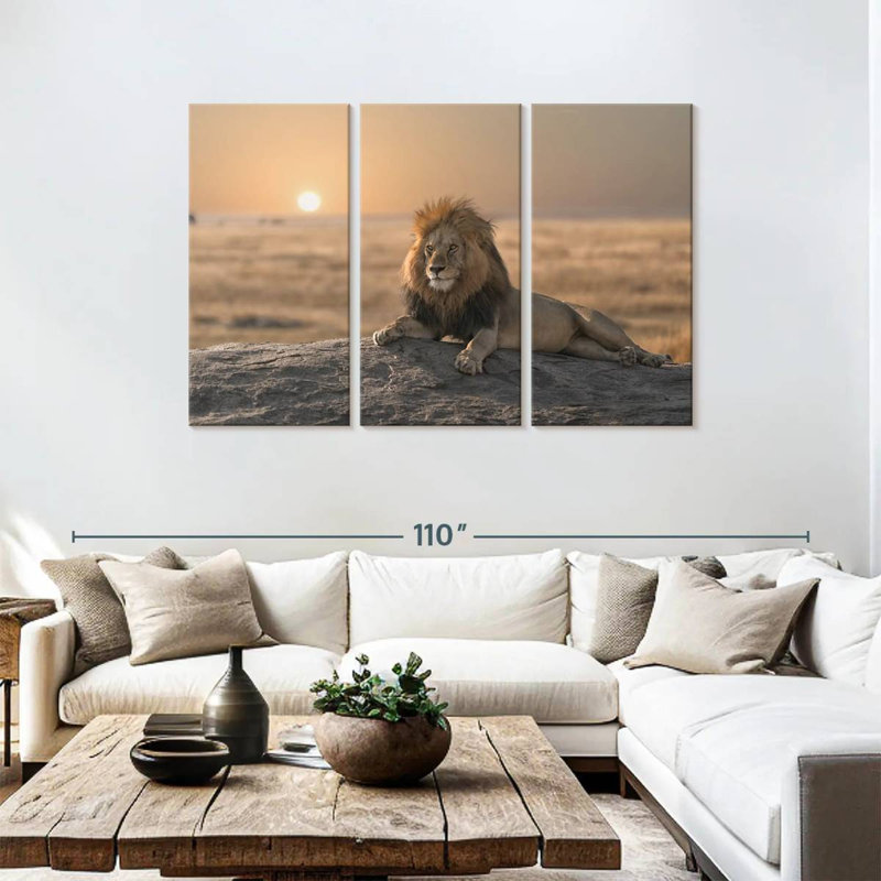 Lion On A Rock, 48" H x 74" W