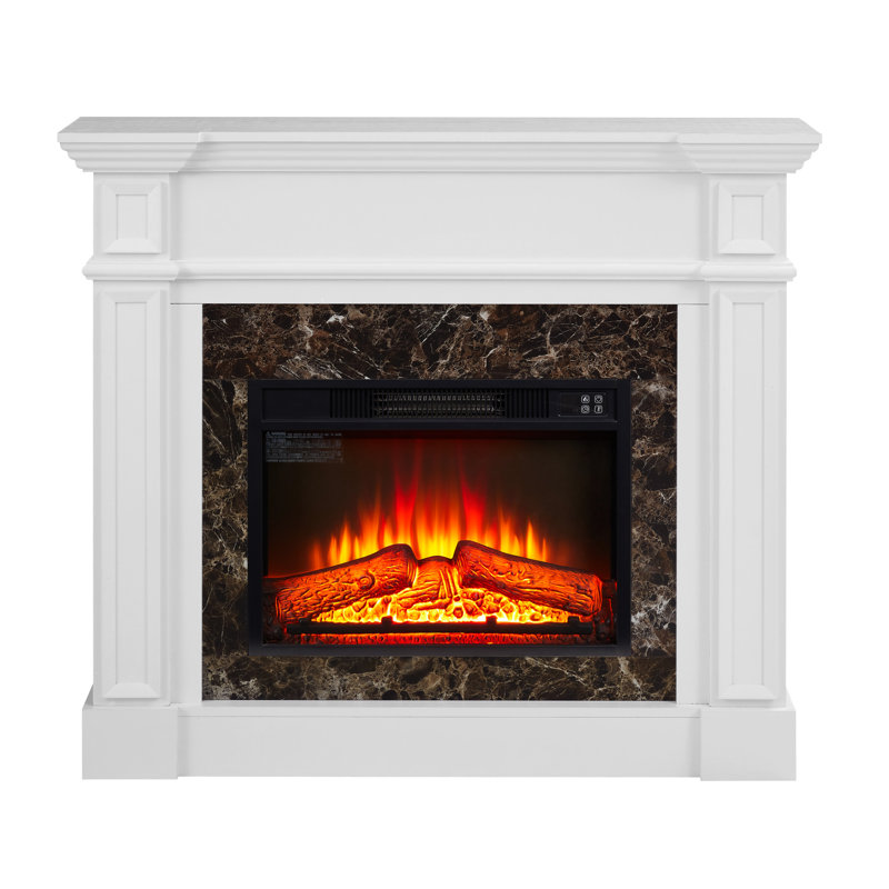 Manteau de cheminée électrique blanc - l 45,6 po x P 11,8 po x H 40 po. Compact, peu encombrant, flammes télécommandées, accessoire moderne - télécommande, flamme réglable, look fabuleux