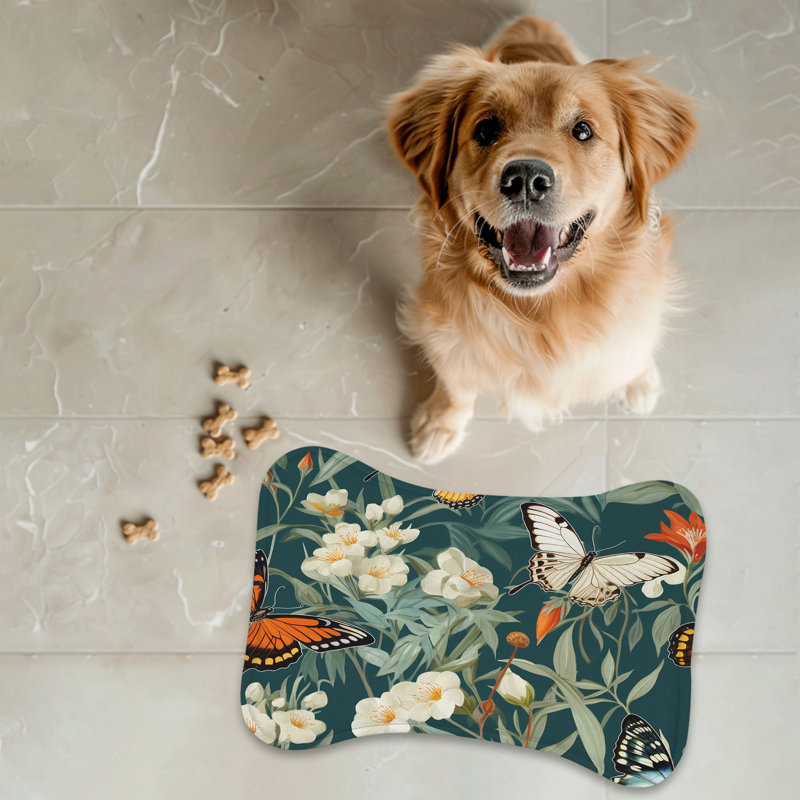 Winged Florals - 1 Piece Bone Shape Feeding Mat