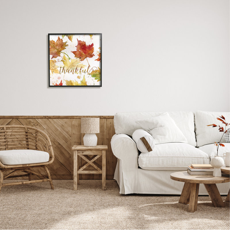 «Thankful Fall Leaves» par Carol Robinson, H 24 po x l 24 po x P 1,5 po, Giclée encadrée noir minuit