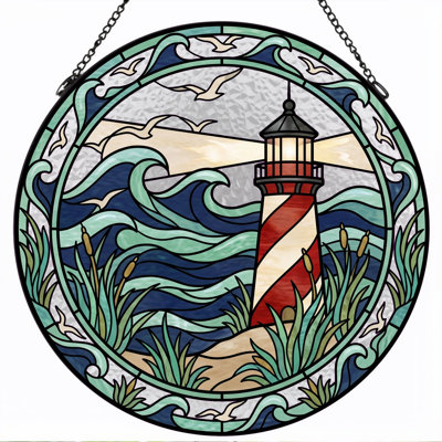 Panneau de vitrail de scène de phare - 7,8 heures