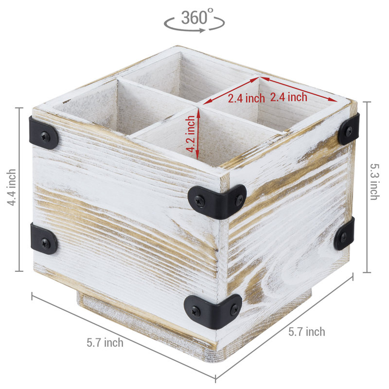 4 Slot Solid Wood Pen Holder