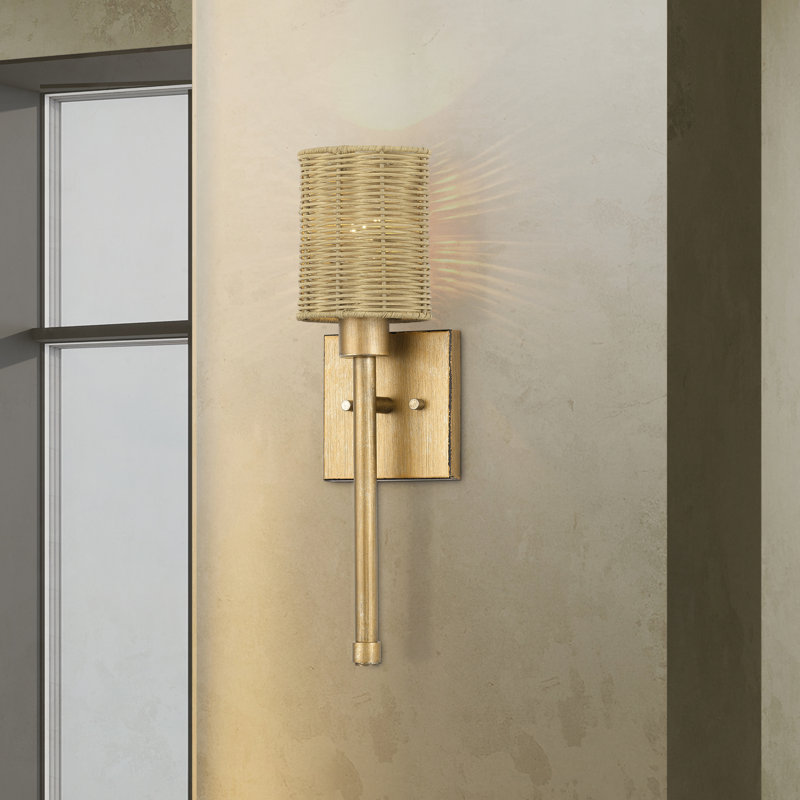 Applique murale simple 1 lumière Weavington, Tanné, Doré
