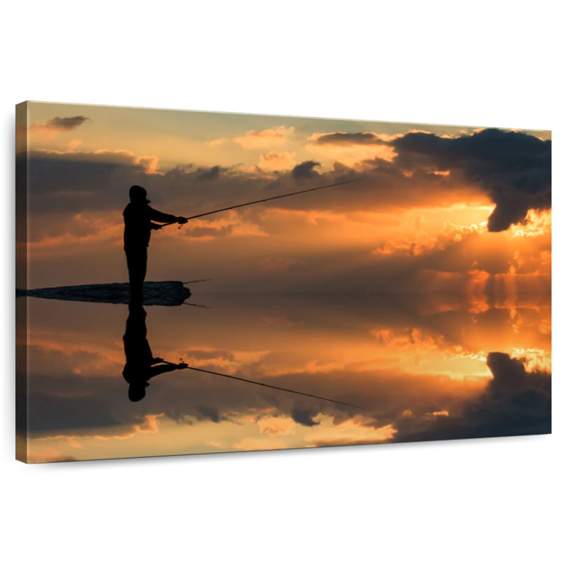 Senne pêche au coucher du soleil, H 26 po x l 39 po
