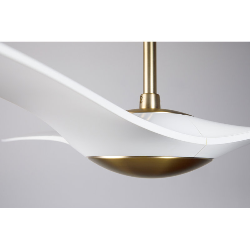 IC Brisa Downrod Ceiling Fan, Satin Brass/Matte White, Wall Control