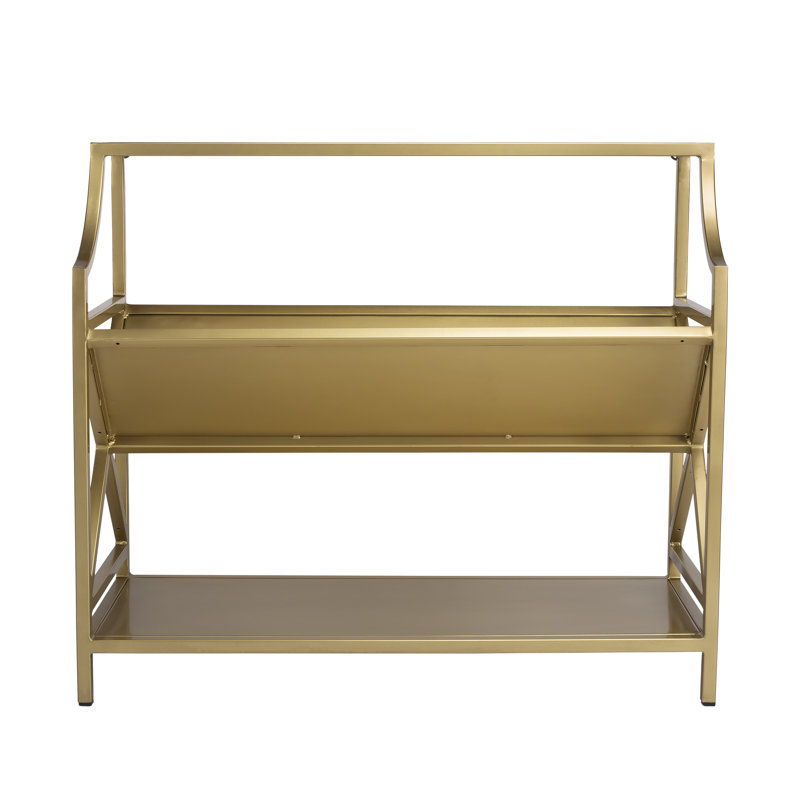 Keats Library 2 Tier 36"W Bookcase, Antique Gold