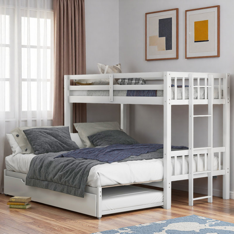 Pull-out Bunk Bed With Trundle, White