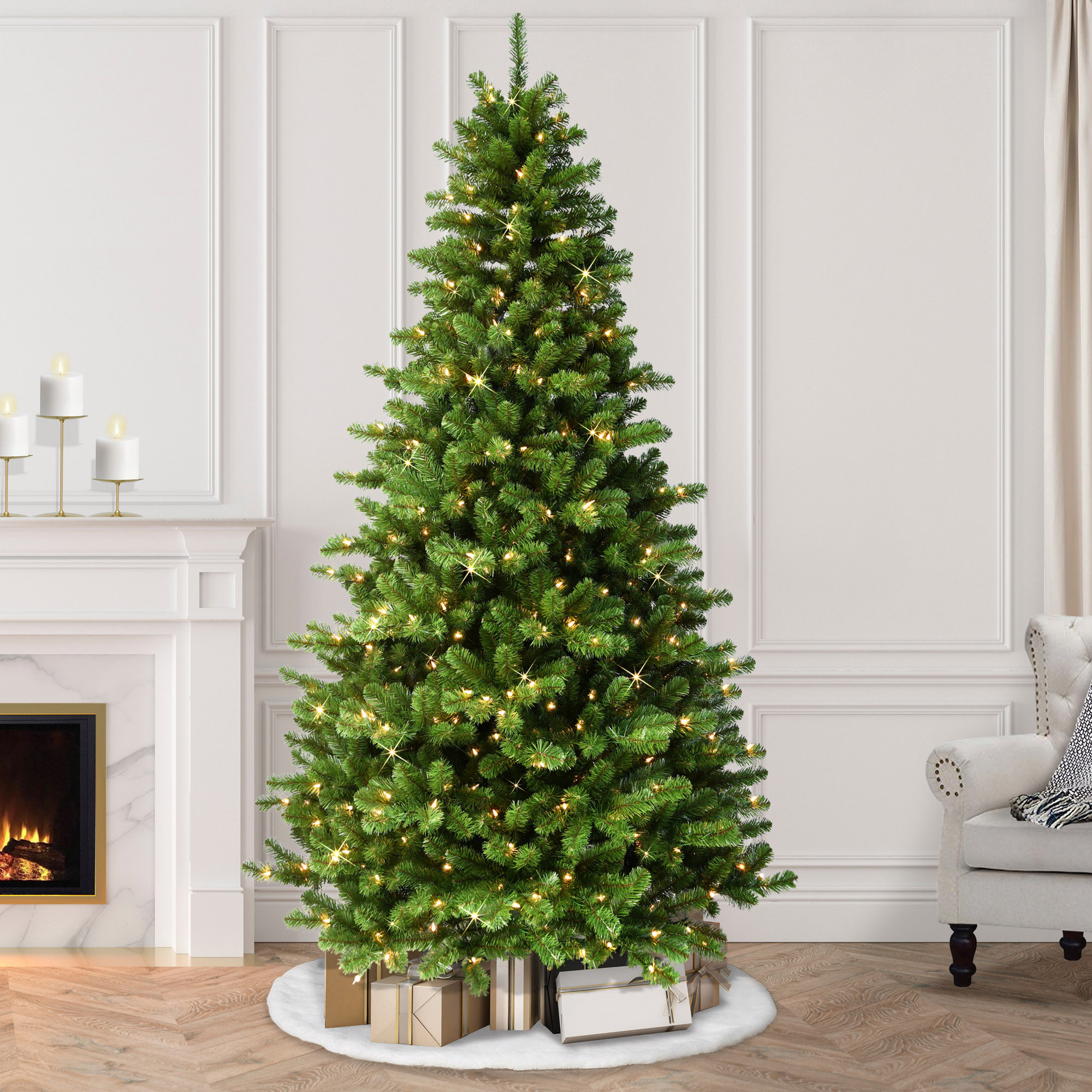 90' Lighted Artificial Spruce Christmas Tree