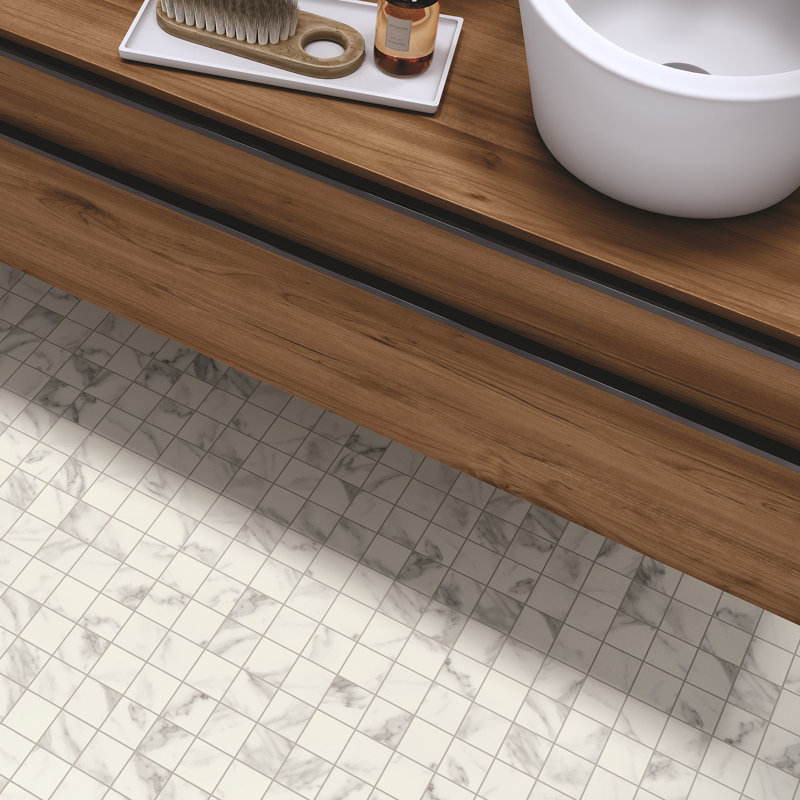 Stauario Stone 2" X 2" Porcelain Statuario Look Tile Mosaic Sheet