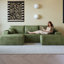 Canapé en U polyvalent et confortable en velours côtelé, salon minimaliste moderne