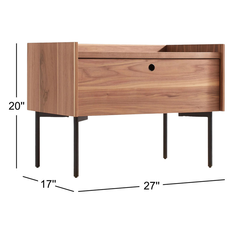 Peek 1 - Drawer Nightstand, Rustic Walnut