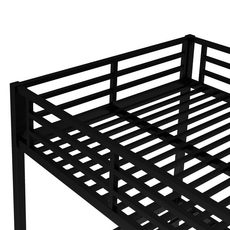 Full Over Metal Bunk Bed In Black, Suitable For Teens And Adults, Space - Saving, Noise Reduced, Long Lasting Coating Black Bed, Saving Solution, Sleep, Design With High Rails, Simple Installation