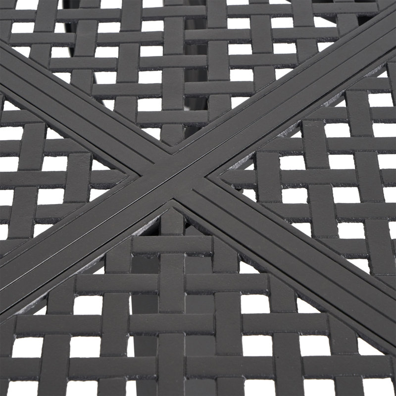 Table de salle à manger d'extérieur moderne en aluminium avec accents tissés, noir mat antique