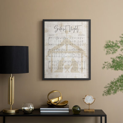 Silent Night Song Sheet Framed Print - Solid Wood
