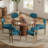 47 Inch Retro Round Dining Table Set For 4-6, MDF Top Kitchen Table With Solid Wood Chenille Fabric Chairs, Vintage Dining Set For Dining Room, Kitchen, Small Space, Apartment-551302040-551302044-551302033